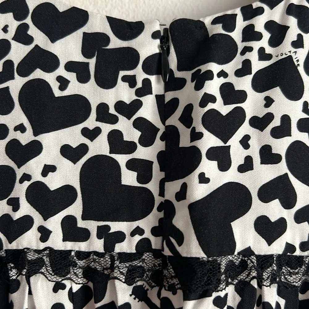 Zadig & Voltaire Freja Dress Heart Print Black White Tunic Girls NWOT